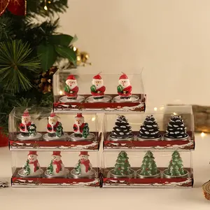3-Pack Nordic Merry Christmas ağacı Santa kardan adam ev karikatür şekli Aroma kokulu kavanoz mum hediye seti