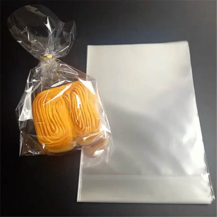 Sac à pain transparent en cellophane pour biscuits, sacs d'emballage en plastique, à gousset inférieur de bpp, unités