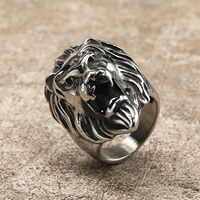 Mode hommes anneaux en acier inoxydable 18k or Hip Hop tête de Lion anneau Punk bijoux pour fête et cadeau