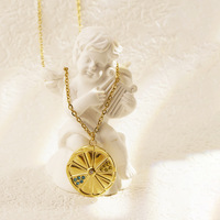 Collier pendentif citron diamant coloré en acier inoxydable plaqué or 18 carats à la mode pour les bijoux personnalisés imperméables des femmes d'été