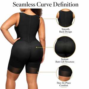 <b>Women</b> Woven Breathable Shapewear Bodysuit Abdomen <b>Compression</b> <b>Shorts</b> Zipper Closure Firm Shapers ODM - Product Image 5