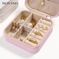 Boîte de rangement à bijoux portable en cuir PVC de luxe Boyang pour collier, bague, boucles d'oreilles, voyage