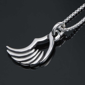 <b>Titanium</b> Steel Angel Wing Pendant Necklace Fashion Punk Style Geometric Design Gift Jewelry SP679 - Product Image 2