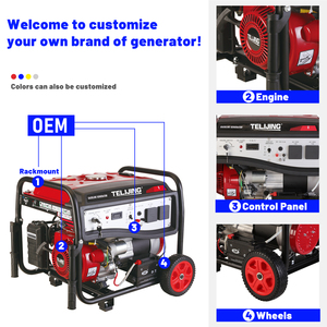 High Output Portable <b>Generator</b> Set TJ7000-C 7000 6.0kva 6500w Auto Start 4-Stroke 120V/230V 420cc <b>Gasoline</b> for Home Use TJ7000-C - Product Image 4