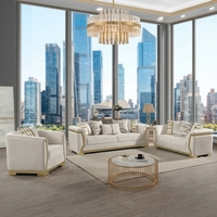 Ensemble de meubles d'hôtel Chesterfield modulaires modernes de luxe, tissu capitonné, pieds en acier inoxydable, canapé d'angle
