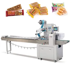 Automatic Horizontal Cake Bread Biscuit Cookies Candy Chocolate Wafer Bars Pillow Packing Machine Flow Packaging Machine