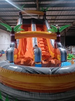 Structure gonflable commerciale combinée toboggan aquatique et château rebondissant pour location événementielle extérieure
