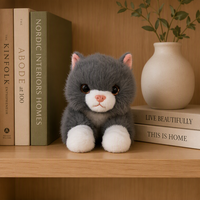 Boneka Kucing Abu-abu Besar Duduk, Bahan Super Lembut Isi Kapas PP, Desain Berhias Emas, Pereda Stres, Hadiah Promosi