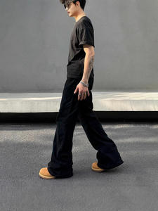 Jeans pour hommes de haute qualité, mode automne, marque Scimitar, noir, micro-pantalon droit, denim mi-lâche, jeans délavés de style urbain - Product Image 2