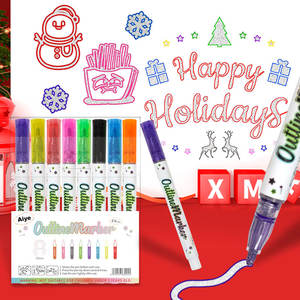 Marcadores de Contorno Doble Personalizados, Marcadores de Arte Metálicos Permanentes de Colores para Niños, para Dibujar Grafitis - Product Image 3