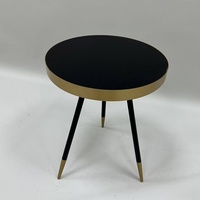 Ensemble de tables d'appoint/de salon en métal style ferme moderne avec pieds en bois massif noir et or, mobilier de maison pour salon, chambre, appartement, entrepôt