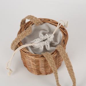 Mini Borsa da Spiaggia per Donna, Elegante Borsa Intrecciata in <span class=keywords><strong>Vimini</strong></span> con Chiusura a Coulisse Senza Manici, Idea Regalo - Product Image 2