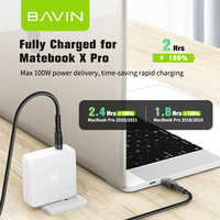 Bavin-Cable de carga rápida para teléfono móvil, Cable USB de nailon trenzado tipo C a USB tipo C 5A 100W