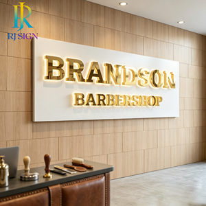 <span class=keywords><strong>Letras</strong></span> LED Acrílicas Metálicas 3D <span class=keywords><strong>con</strong></span> Espejo Dorado Personalizadas, Letrero Publicitario Retroiluminado para Bares, Oficinas, Salones de Belleza, Barberías - Product Image 1
