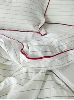 Ensemble de literie en lin français de qualité supérieure Ting Mingyi, motif rayé, 3 pièces pour enfants, toutes saisons