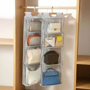 Clear Closet Hanging Handbag Organizer with Zippers Bag Purse <b>Storage</b> Holder Over the Door <b>Space</b> <b>Saving</b> Shelf Pocket - Product Image 3