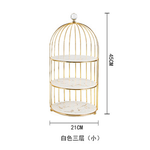 Creative Birdcage Voedsel <span class=keywords><strong>Display</strong></span> Keramische Drie Layer <span class=keywords><strong>Dessert</strong></span> Lade Double Layer Cake Afternoon Tea Hart <span class=keywords><strong>Rack</strong></span> - Product Image 4