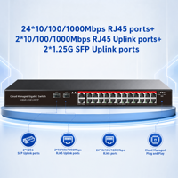 Commutateur PoE Gigabit géré par Web, facile et intelligent, 4/8/16/24 ports avec 2 ports SFP Uplink