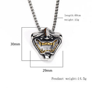 Kalung liontin masker hantu mulut besar, perhiasan Jepang kalung gigi berlapis emas 18k - Product Image 2