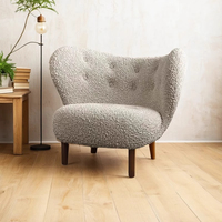 Chaise de canapé simple moderne en bois massif d'agneau velours crème vent pour salon chambre à coucher chaise de loisirs simple pour designers d'appartement
