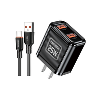 Set Charger KAKUSIGA Factory New KSC-2238 Dual-Port Private Mold dengan Colokan Standar AS dan Termasuk Kabel USB ke Type-C untuk Ponsel