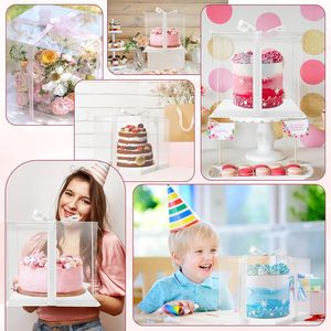 Wholesale Tall Transparent Plastic clear <b>Cake</b> Packaging <b>Box</b> square <b>Wedding</b> Pop Bakery <b>Cake</b> Display <b>Box</b> - Product Image 6