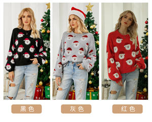 Offres Spéciales nouveau père noël tête tricots européen américain femmes décontracté noël <span class=keywords><strong>pull</strong></span> automne tricoté 3D motif <span class=keywords><strong>pull</strong></span> - Product Image 2
