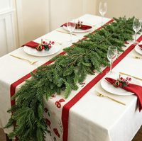 Guirlande de table de Noël artificielle en aiguilles de pin, sans piles, centre de table décoratif pour les fêtes avec baies et pommes de pin