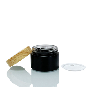 Pots cosmétiques en verre dégradé mat de luxe en gros, 5g-250g, pots d'emballage givrés pour soins de la peau avec couvercles en grain de bois et mats - Product Image 3