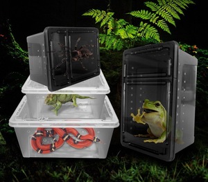 Moderna Bandeja de Alimentación de Plástico Transparente Ecológica para Reptiles, Vivario, Caja de Hábitat de Viaje con Cierre de Botón para Geckos y Ranas - Product Image 3