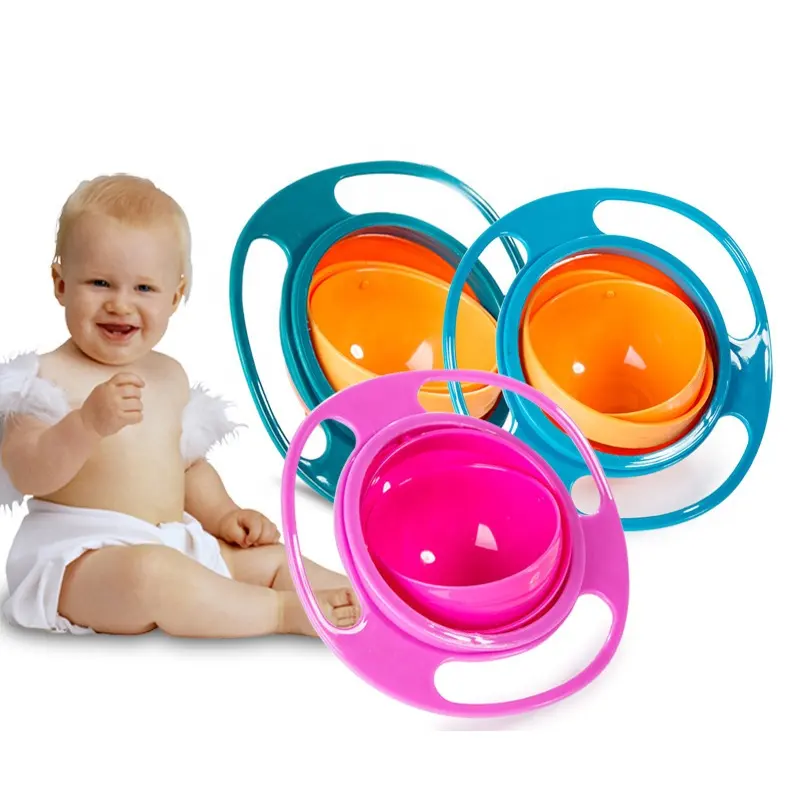 360 Degree Rotating Balance Gyro Bowl Anti Overflow Spill Resistant Children Kids Toddler Baby Universal Gyro Bowl for Baby