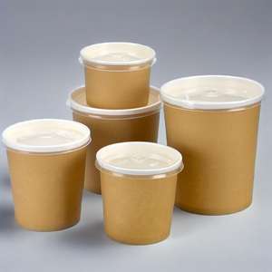 Bol en papier kraft jetable avec couvercle pour soupe et bouillie, prix de gros, en stock - Product Image 6