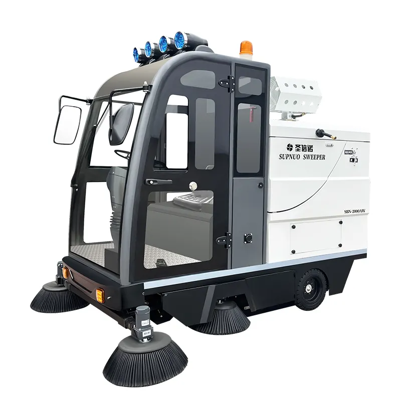 Wholesale Supnuo SBN-2000AW Manufacturing plant floor cleaner ride on fully enclosed electric compact street floor sweeper