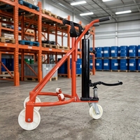 Chariot manuel silencieux à quatre roues pour le déplacement de fûts d'huile de 350 kg, modèle DF350