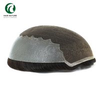 Perruques pour hommes en dentelle française, base en dentelle douce et respirante avec toupet invisible naturel, système capillaire à densité 100%, patch capillaire pour homme