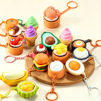Porte-clés en PVC Mini Alimentaire Mignon, Jouet Anti-Stress Push Pop Bubble, Breloque de Sac, Cadeau pour Enfants et Adultes, Vente en Gros