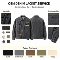 Blouson en jean noir brodé personnalisé pour homme, coupe ample, à capuche, tendance, écologique et coupe-vent – Collection Automne