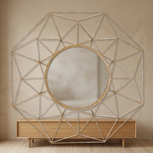 Miroir mural AWE minimaliste moderne avec cadre argenté, léger, durable, écologique, design unique pour maisons contemporaines, vente en gros - Product Image 2