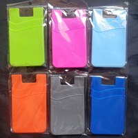 Porte-cartes en silicone double couche avec adhésif arrière pour téléphone portable, pochette pour cartes bancaires et de transport, impression couleur, design élargi