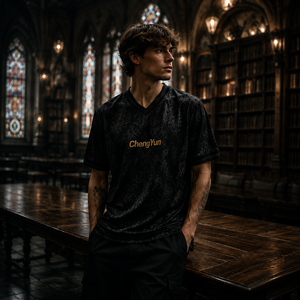 <span class=keywords><strong>Camiseta</strong></span> de Fútbol Negra Estilo Gótico Noir, <span class=keywords><strong>Camiseta</strong></span> de Fútbol con Jacquard Damasco Ornamentado, Ropa Deportiva Vintage Totalmente Negra - Product Image 5