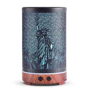 Typical Hot Sale Electric Hollow Out Metal Essential Oil Diffuser With the Statue of Liberty Image