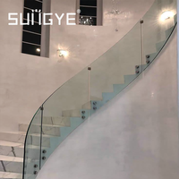 SUNGYE Balustrade de balcon extérieur moderne en verre trempé feuilleté sans cadre avec profilé en U et main courante en aluminium