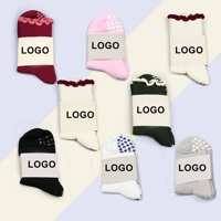 Chaussettes de yoga et de ballet pour femmes, design d'emballage personnalisé, logo de marque, coton, volants, antidérapantes, pour Pilates