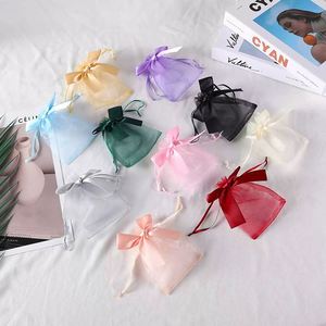 Pre-<b>tied</b> Organza Bag with Bow 15x20cm Drawstring Sheer Organza Bags Mesh Pouch Toy Candy Packaging Jewelry Earring Bag - Product Image 5