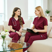 Tenue médicale personnalisée d'usine de haute qualité, respirante et extensible, ensemble de blouses à manches courtes pour femmes en tissu sergé pour le travail hospitalier