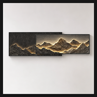 Art mural Montagne Or Noir, impression panoramique multi-panneaux pour salon, chambre, bureau, hôtel, intérieurs modernes