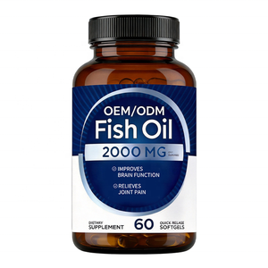 שמן דגים אומגה <span class=keywords><strong>3</strong></span> 2000 מיליגרם 60 כמוסות רכות - תמיכה בתפקוד המוח והקלה על כאבי מפרקים למבוגרים, שחרור מהיר, חיי מדף 24 חודשים - Product Image 1