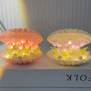 Xiaohongshu mini LED ánh sáng ban đêm handmade DIY Glowing trang trí ABS Chất liệu cạnh giường ngủ bảng bầu không khí đèn cùng một phong cách như Tulip - Product Image 3