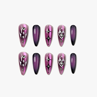 Uñas Acrílicas de Lujo Personalizadas al por Mayor, Uñas Postizas Artificiales de Alta Calidad, Diseño de Mariposa con Punta Francesa Stiletto