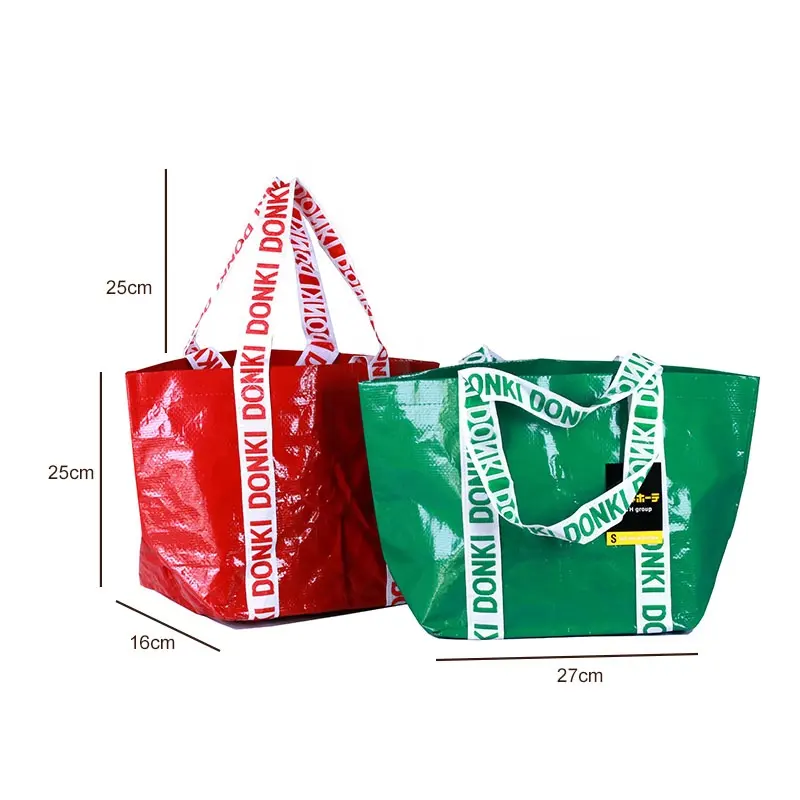 Toptan her iki tarafın baskı kalitesi geri dönüşümlü pp dokuma alışveriş çantası moda tote büyük kapasiteli el çantaları